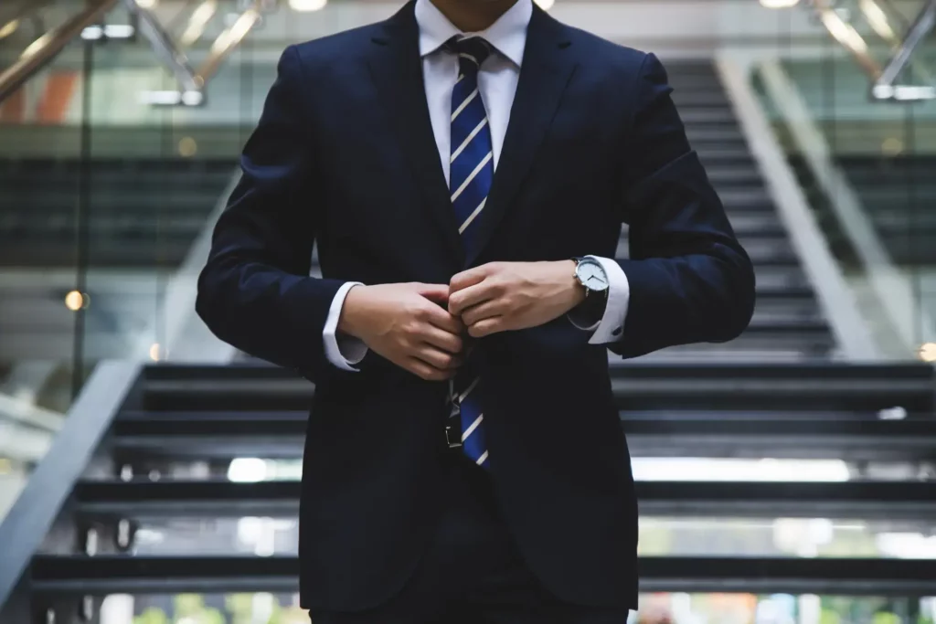 Image of a person in a suit ready for job hunting