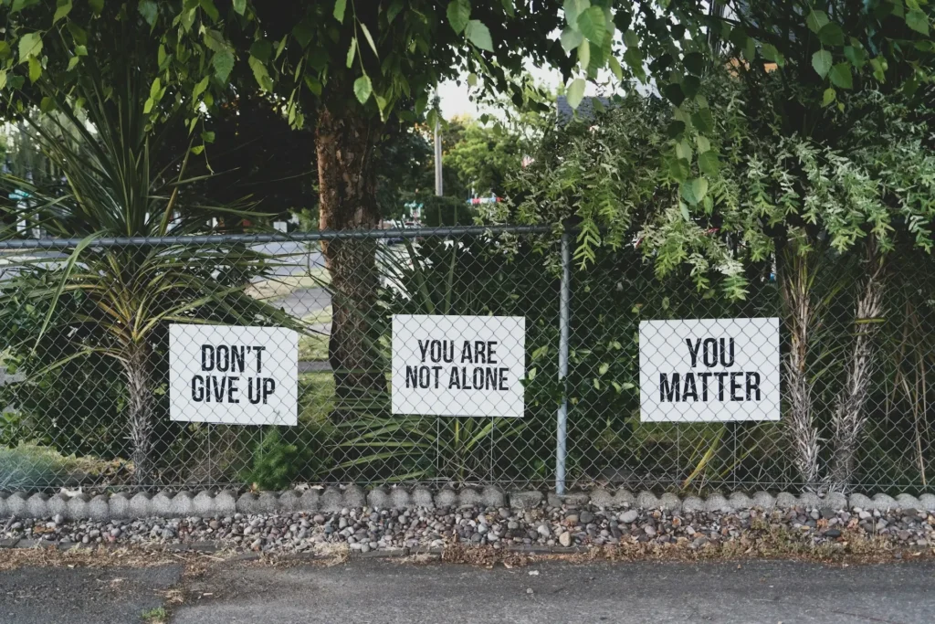 A photo of signs of encouragement for those who have anxiety and depression